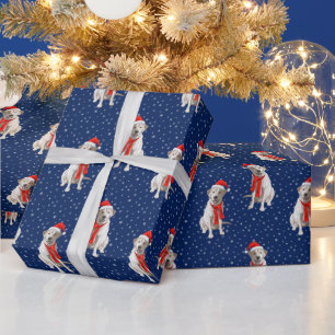 White Yellow Labrador Retriever in Santa Hat Cadeaupapier