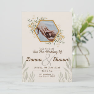 White Yellow Modern, echtpaar en hun trouwring Kaart