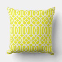 White Yellow Moroccan Trellis Decor Pillow Kussen