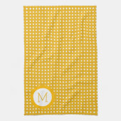 White & Yellow Polkadot Pattern Theedoek (Verticaal)