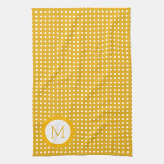 White & Yellow Polkadot Pattern Theedoek (Verticaal)