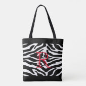 White Zebra Pattern over Elke kleur met monogram Draagtas (Achterkant)