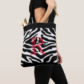 White Zebra Pattern over Elke kleur met monogram Draagtas (Dichtbij)