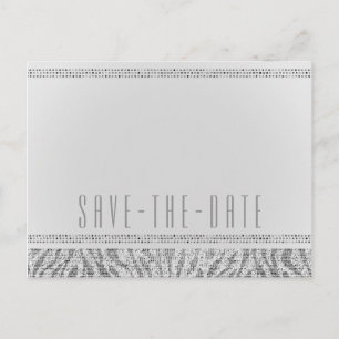 White Zebra Sparkle Sequins Glam Save the Date Aankondigingskaart