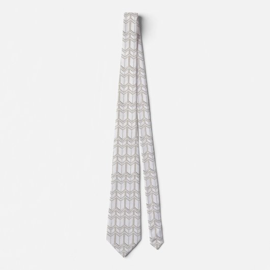 White Zig Zag Pattern Stropdas (Voorkant)