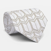 White Zig Zag Pattern Stropdas (Opgerold)