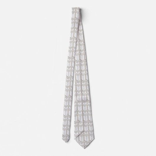 White Zig Zag Pattern Stropdas (Achterkant)