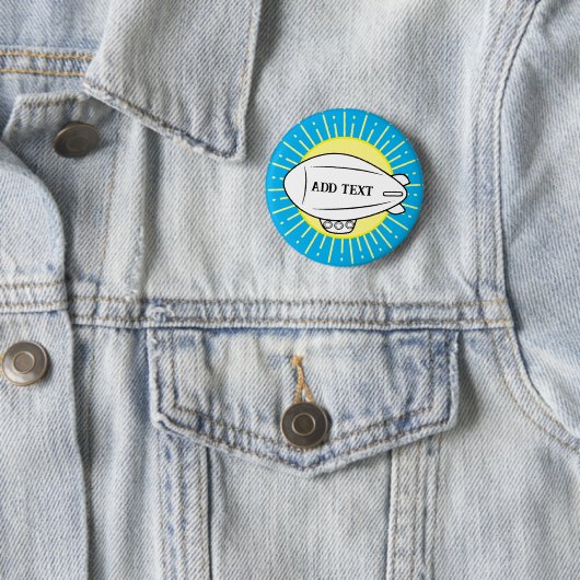 WhiteBlimp Ballon Blue Sky Custom Ronde Button 5,7 Cm (In situ)