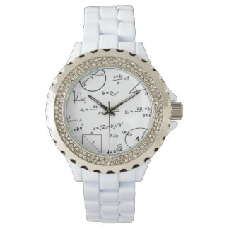 Whiteboard Vrouwen Strass Wit emaille Horloge
