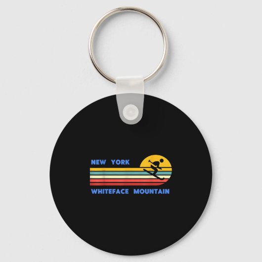 Whiteface Mountain New York Skiing Skier Ski Retro Sleutelhanger (Voorkant)