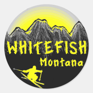 Whitefish Montana artistieke skier Ronde Sticker