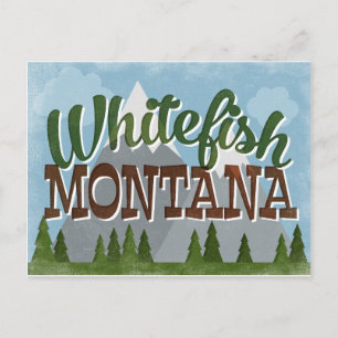 Whitefish Montana Fun Retro Snowy Mountains Briefkaart