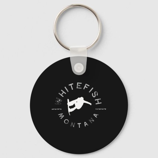 Whitefish Montana Graphic  Snowboarden Sleutelhanger (Voorkant)