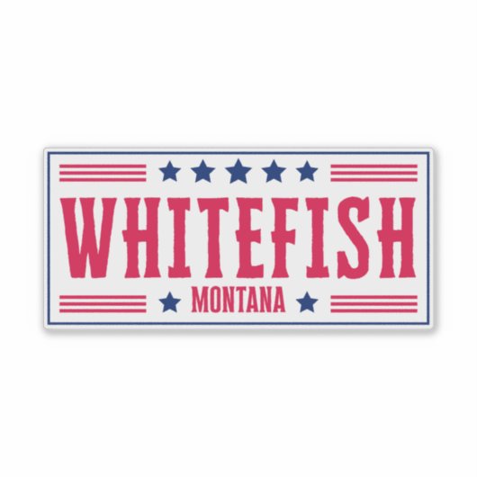 WHITEFISH MONTANA Stars & Stripes Sticker (Voorkant)