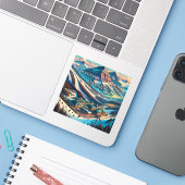 Whitefish Mountain Montana 3 inch Vinyl Sticker (Laptop met iPhone)