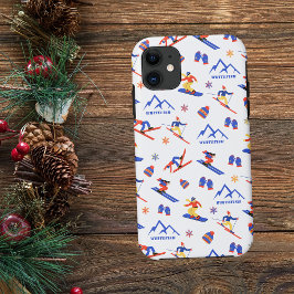 Whitefish Mountain Montana Ski Snowboard patroon iPhone 11 Hoesje