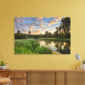 Whitefish River with nice sunrise clouds Canvas Afdruk (Insitu (Woonkamer))