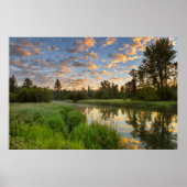 Whitefish River with nice sunrise clouds Poster (Voorkant)