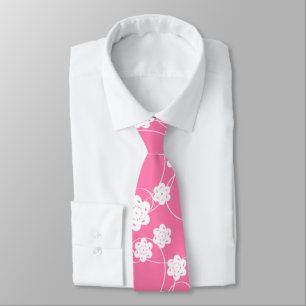 Whitepaper Bloemen op roze Stropdas
