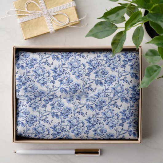 Whitepaper en Blue Floral Tissuepapier (Geschenk)