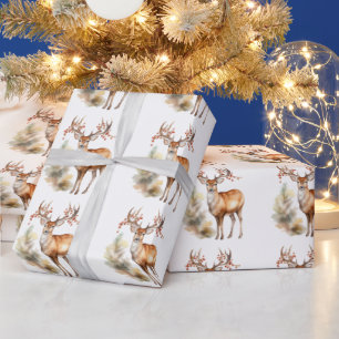 Whitetail Buck Bos Kerstbessen Cadeaupapier