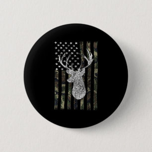 Whitetail Buck Deer Hunting American Camouflage US Ronde Button 5,7 Cm