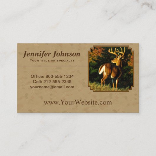 Whitetail Buck Deer Hunting Tan Visitekaartje (Voorkant)