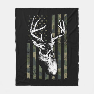 Whitetail Buck Deer Hunting USA Camouflage America Fleece Deken