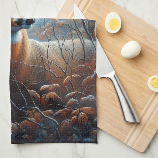 Whitetail Buck Deer in het bos Theedoek (Quarter Fold)