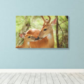 Whitetail Buck en Fawn Bonding Canvas Afdruk (Insitu (Houten vloer))