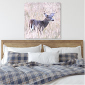 Whitetail Buck in Meadow Canvas Afdruk (Insitu (Slaapkamer))