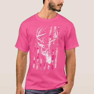 Whitetail Buck Wo Deer Hunting Pink Camo Amerikaan T-shirt