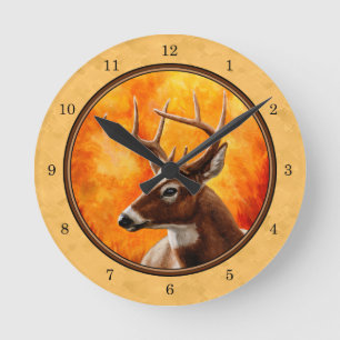 Whitetail Deer Autumn Gold Ronde Klok