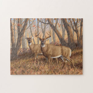 Whitetail Deer Buck & Doe Autumn Maple Trees Legpuzzel