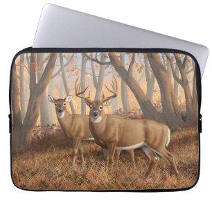 Whitetail Deer Buck & Doe Naherfst Maple Bossen Laptop Sleeve
