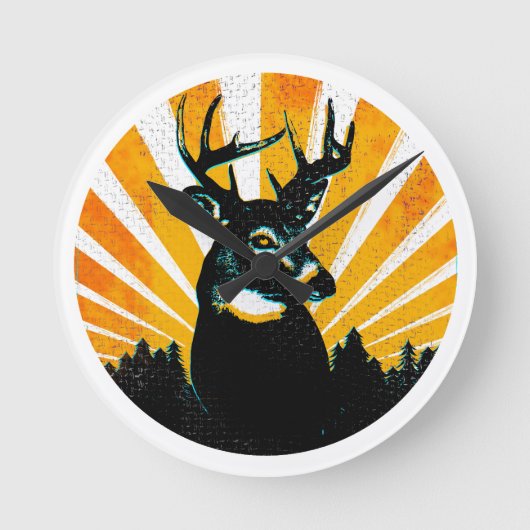 Whitetail Deer Buck Hunting Wall klok (Voorkant)