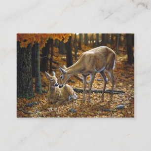 Whitetail Deer Doe en Fawn Autumn Visitekaartje
