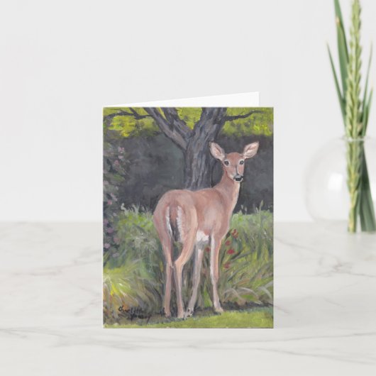 Whitetail Deer Doe Wildlife Art Note Kaart (Voorkant)
