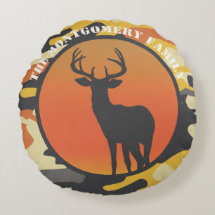 Whitetail Deer en Camo Round Pillow Rond Kussen