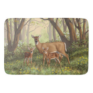 Whitetail Deer en Cute Twin Fawns in Spring Badmat