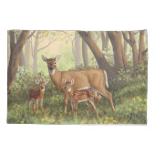 Whitetail Deer en Cute Twin Fawns in Spring Kussensloop (Achterkant-Links)