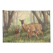 Whitetail Deer en Cute Twin Fawns in Spring Kussensloop (Achterkant-Rechts)