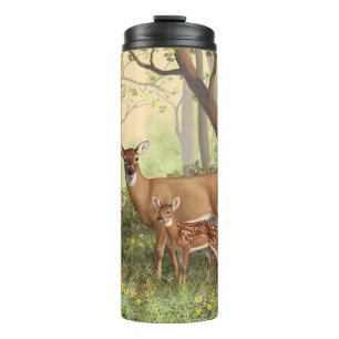 Whitetail Deer en Cute Twin Fawns in Spring Thermosbeker