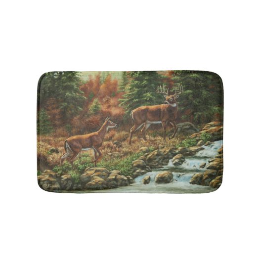 Whitetail Deer en Waterfall Badmat (Voorkant)