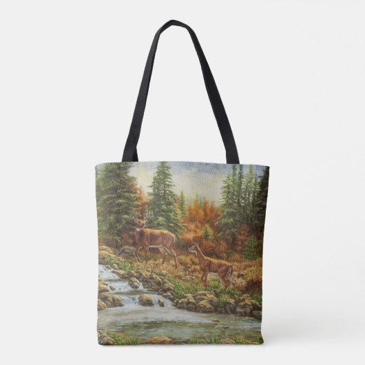 Whitetail Deer en Waterfall Draagtas (Achterkant)