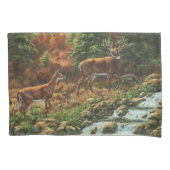 Whitetail Deer en Waterfall Kussensloop (Voorkant-Links)