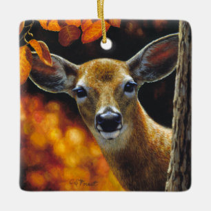 Whitetail Deer Face Fall Colors Keramisch Ornament
