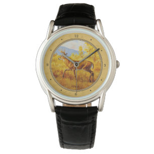 Whitetail Deer Golden Aspen Bossen Horloge