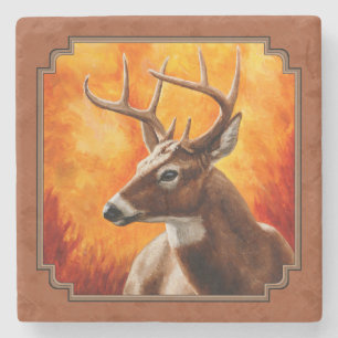 Whitetail Deer in de herfst roodbruin Stenen Onderzetter