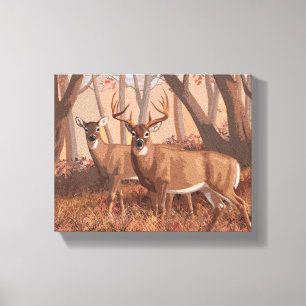 Whitetail Deer in de Natuur van de stijl van de Re Canvas Afdruk
